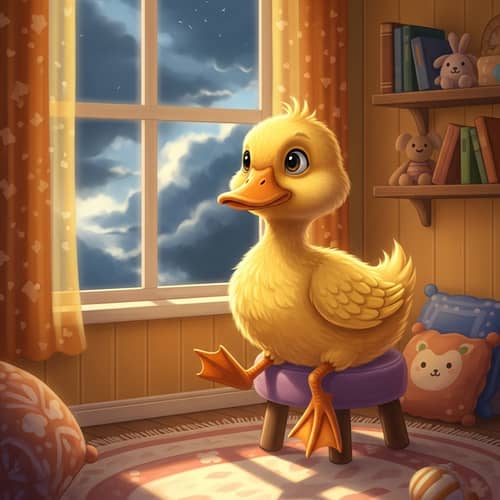 Cheerful Duckling Dukey by the Window
