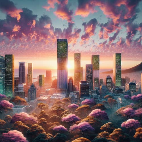 Cape Town 3020: Urban Forest Transformation & Sunset-Inspired Skyscrapers