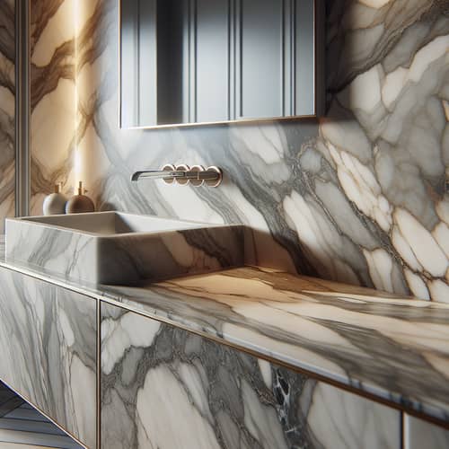 Sophisticated Bathroom Vanity Backsplash with Elegant Marble Slab