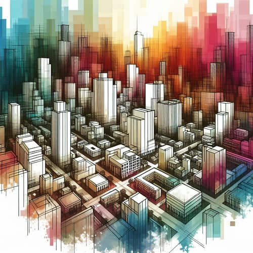 Abstract Urban Landscape at Sunset