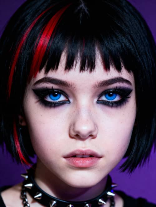 Gothic Style Teen Girl with Bold Features Gothic Style Teen Girl with Bold Features