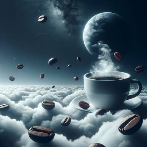 Coffee Beans Floating Amidst the Clouds