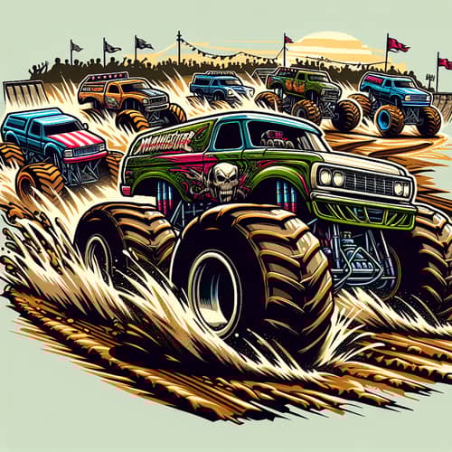 Vector Monster Truck Illustration | Outdoor Dirt Track Scene
