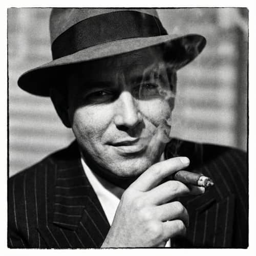 Noir Gangster Portrait: Charismatic Italian Man
