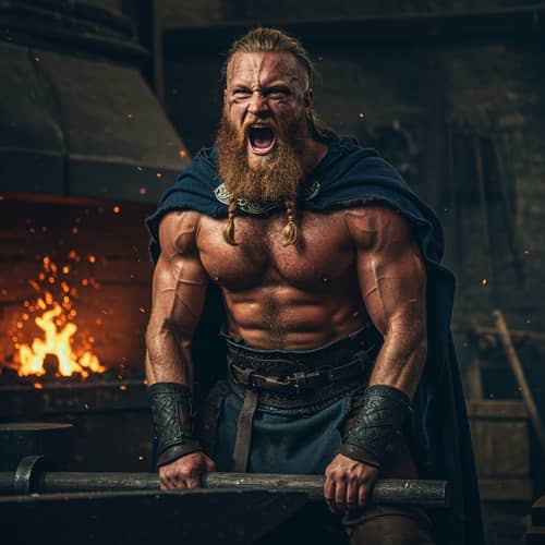 Muscular Viking Deadlifting with Power and Strength