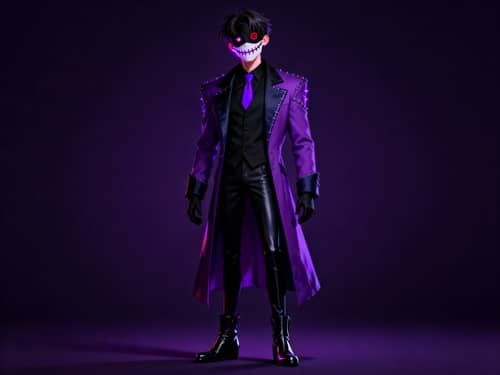 Stylized Man with Unique Mask and Elegant Attire