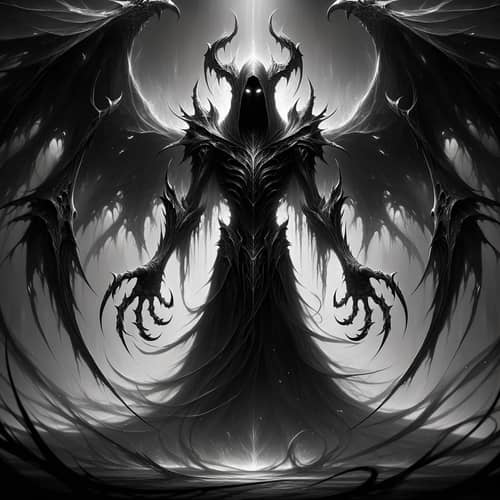Shadow Fiend: Sinister Being with Spectral Wings and Otherworldly Energy