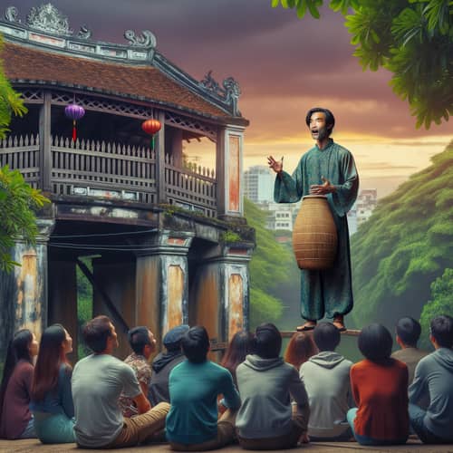 Storyteller on Bridge in Vietnam | Sunset Tale Narration