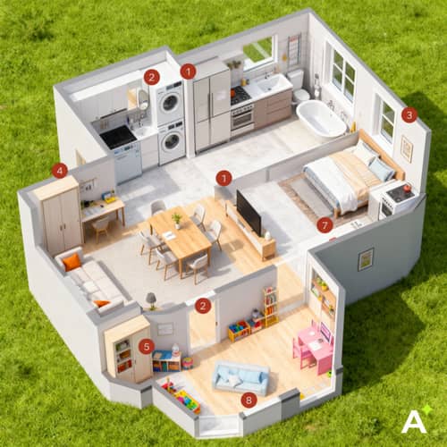 Modern Three-Room Apartment Furniture Layout Ideas Modern Three-Room Apartment Furniture Layout Ideas