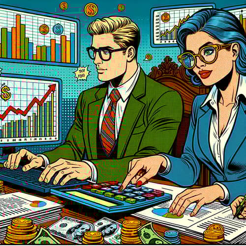 Finance Comic Book: Colorful Illustration of Finance Professionals