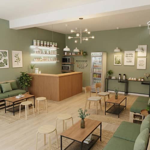 Modern Cafe Interior Design Ideas for Herbalife Shakes