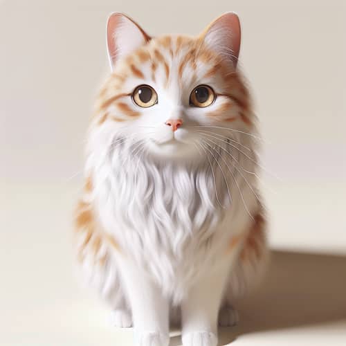 Realistic White & Ginger Domestic Cat Digital Image