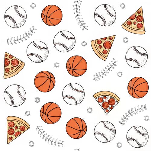 Playful Sports and Pizza Pattern Design