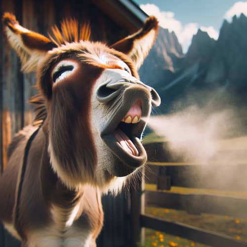 Funny Donkey Sneezing Photo
