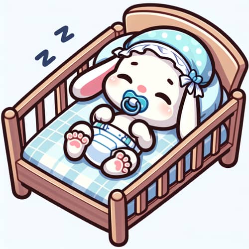 Adorable One-Month Old Bunny Sleeping in Crib