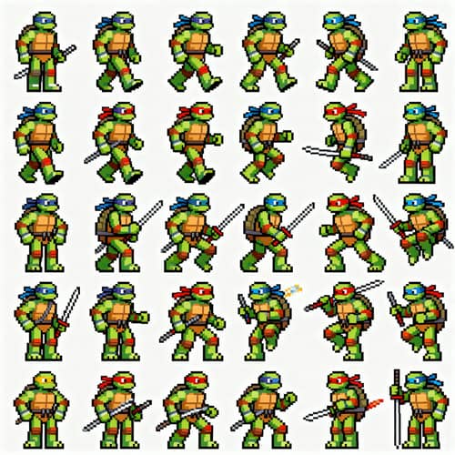2D Game Sprite Sheet: Leonardo Animation Frames 2D Game Sprite Sheet: Leonardo Animation Frames
