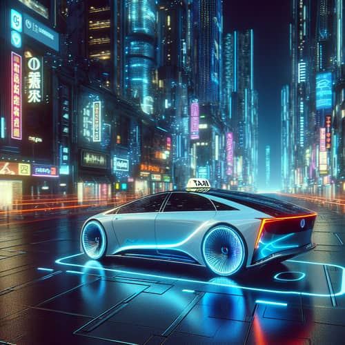 Futuristic Cyber City Taxi Cab: Modern Urban Mobility