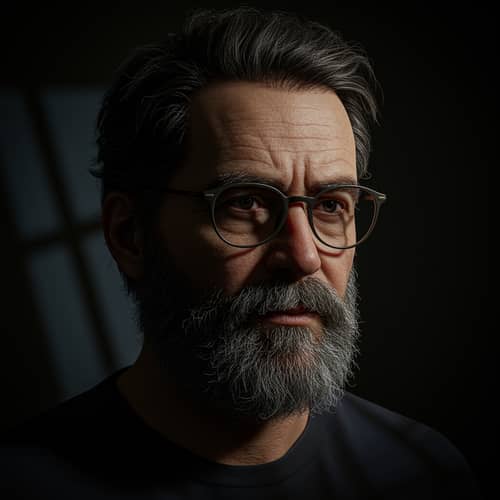 Realistic Portrait of a 40-Year-Old Man in Bed