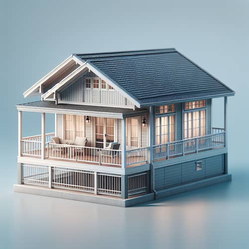 Realistic Single-Storey Frame House with Balcony and Plastic Windows