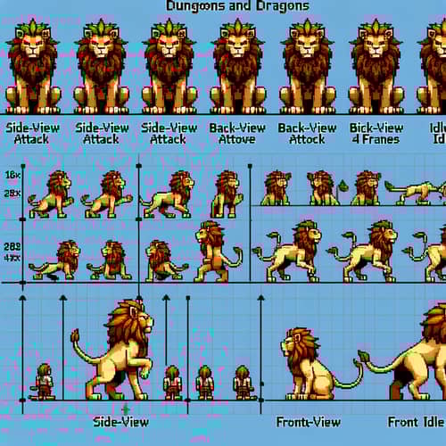 Dungeons and Dragons Lion Humanoid Sprite Sheet Pixel Art