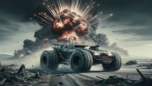 Post-Apocalyptic Car Chase: A Dystopian Escape