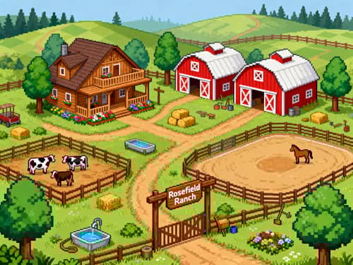 Charming Pixel Art Ranch Background for GBA Games