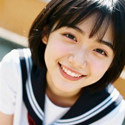 Cute Japanese Girl in Short Seifuku - Smiling Shot Cute Japanese Girl in Short Seifuku - Smiling Shot