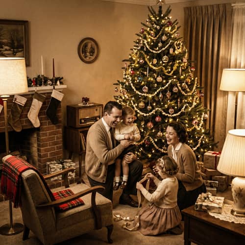 1950s Christmas Traditions: A Cozy Family Scene
