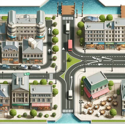 Explore City Route: Discover Main Street, Supermarket, Cafe & Pier