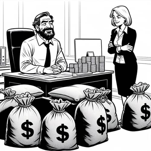Office Humorous Cartoon: Manager and Secretary