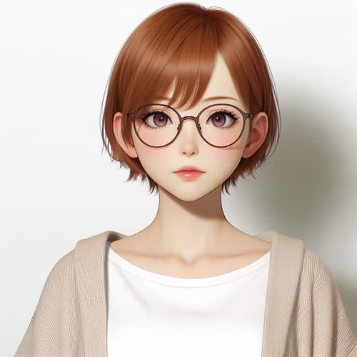 Short Copper Hair Persona with Glasses