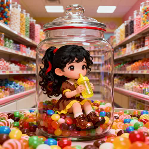 Chibi Girl in a Candy Wonderland Illustration Chibi Girl in a Candy Wonderland Illustration