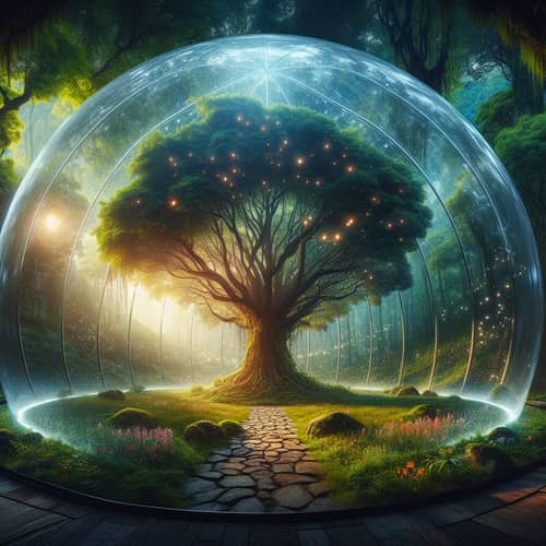 Enchanted Glass Dome in Lush Forest | Serene Nature Scene