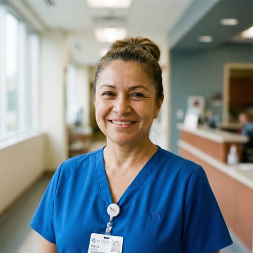 Caring Nurse Headshot in Medical Scrubs