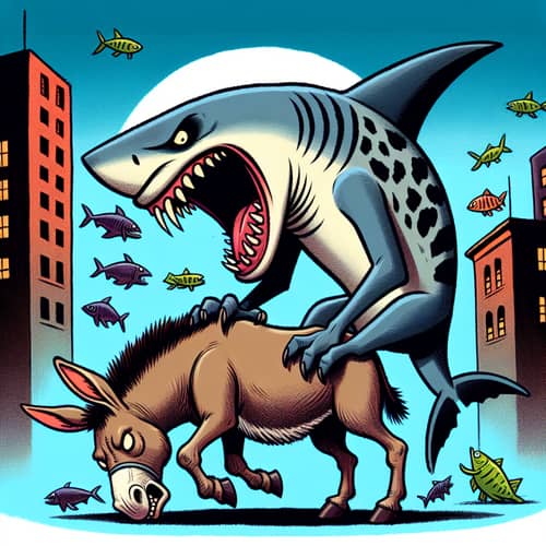 Hyena with Shark's Head Tormenting Legless Mule