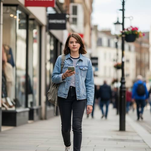 Realistic Portrait of a 14-Year-Old Girl in Public