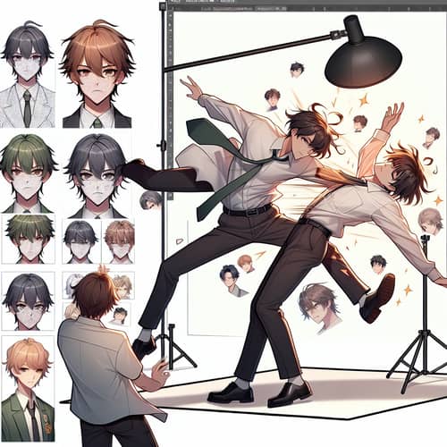 Anime Male Characters Collide and Fall: Impactful Scene