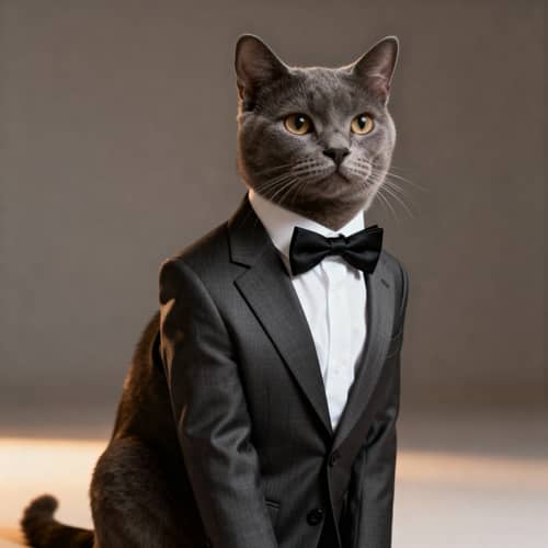 Classy Cat in Formal Suit - Professional Look