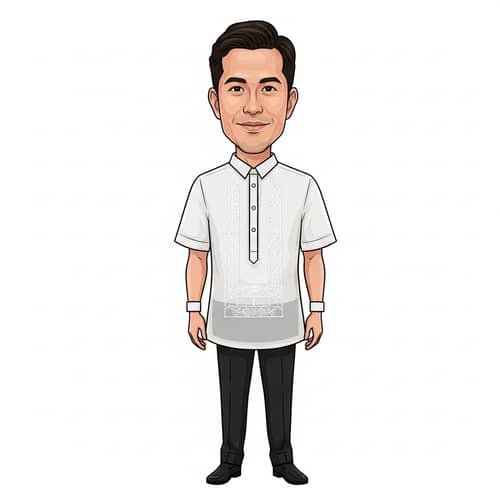 Traditional Filipino Barong Tagalog Caricature Art