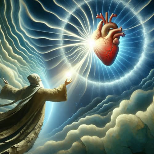 Symbolic Illustration of Spiritual Journey Towards Radiant Heart