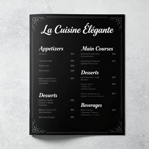 Elegant Restaurant Menu Design for Diverse Cuisine