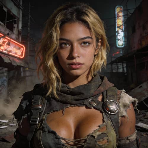 Vibrant Latina Woman in a Sci-Fi World