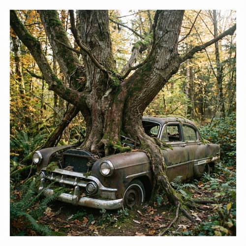 Tree Growing Through Abandoned Car