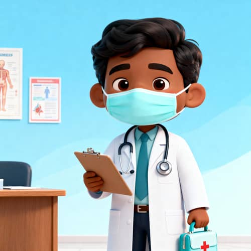 Cute South Asian Cartoon Doctor Character