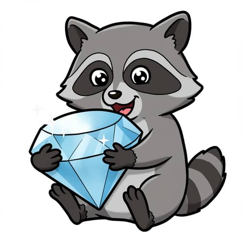 Cartoon Raccoon Holding a Diamond