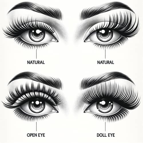 Eyelash Extension Styles: Natural, Cat Eye, Open Eye, Doll Eye