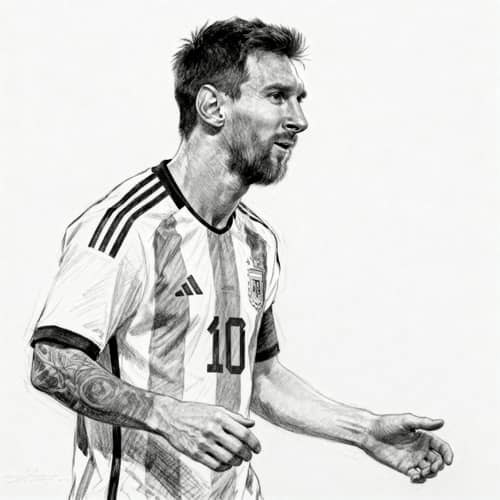 Sketch of Messi - Unique Art Design