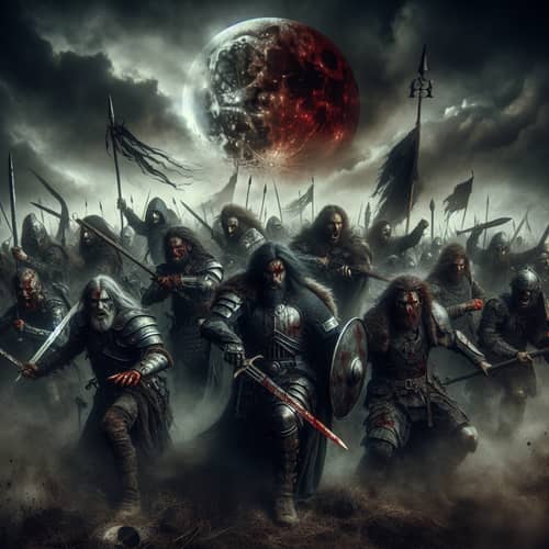 Dark Fantasy Battle Scene | Blood Moon Spectacle