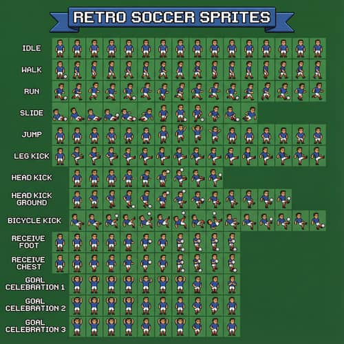 Pixel Art Soccer Sprite Sheet for Game Development Pixel Art Soccer Sprite Sheet for Game Development