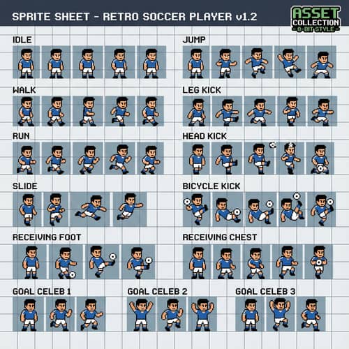 2D Soccer Player Sprite Sheet for Game Development 2D Soccer Player Sprite Sheet for Game Development